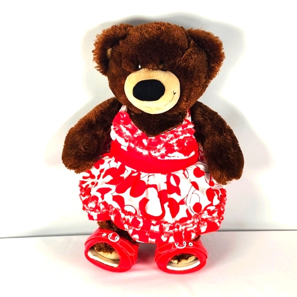 Build-A-Bear Other - Build a bear plush / stuffed toy - Bear with red dress/shoes